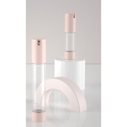15/30 ml roze roterende airless fles, pers vacuüm-emulsieafgiftefles, desktop airless fles