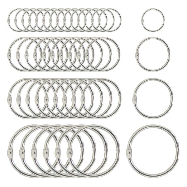 15/30pcs 20-88 mm Livre en feuille de linge de livre de classement SCHOT O RING LOCKING KECHAIN Metal Craft Pièces