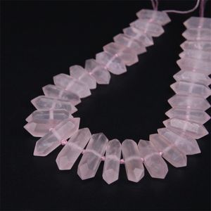 Cuentas sueltas de punto doble facetadas de cuarzo rosa Natural, gemas de cristal en bruto, colgante de bala para fabricación de joyas, 15,5