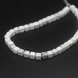 Perles à pendentif en forme de pépite carrée Turquoises blanches naturelles, 15.5 pouces/brin, pierres précieuses Howlite, perles solides et amples, fabrication de bijoux de bracelet
