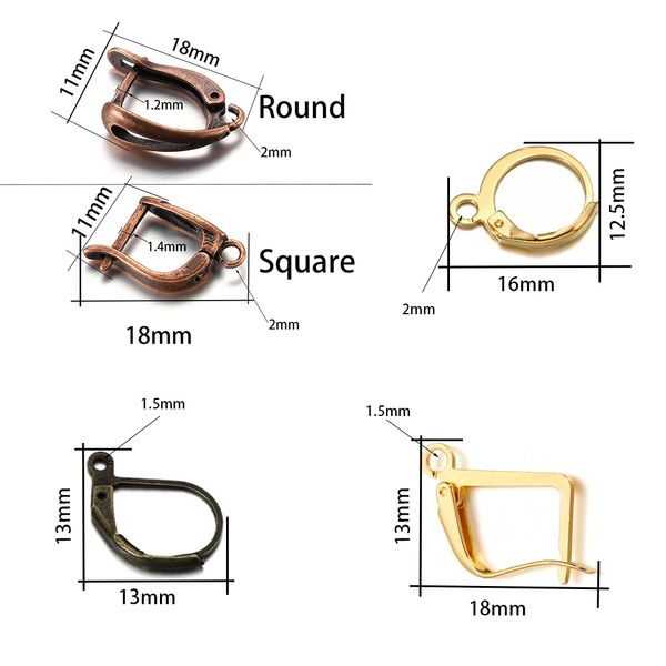 15-50pcs levier de cerceau français Back Open Loop French Oreing Hook Clasps For DIY Earring Clips fermoir bijoux de fabrication accessoires