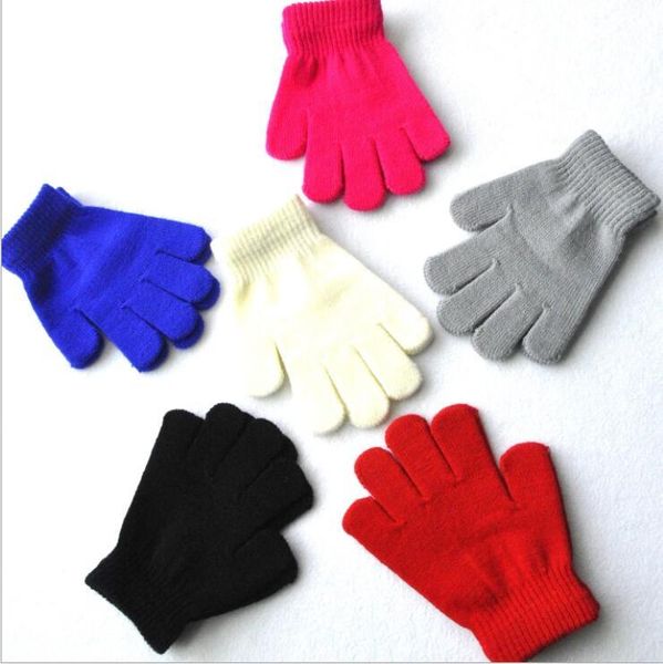 15,5 cm enfants tricotés gants magiques hiver sports de plein air gants chauds cinq doigts gants plaine bébé mitaines chaudes pour les enfants de 6-11 ans