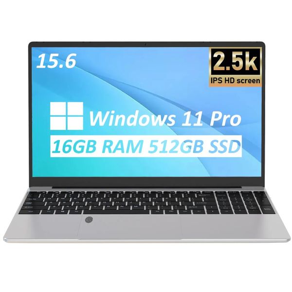 15.6 pouces 16GB ordinateur portable Windows 11 ordinateur de bureau Intel Celeron N5095 rétro-éclairé avec caméra WiFI BT empreinte digitale