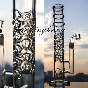 15,7 pouces Fonction WaterPipe Glass Bubbler Pipes à fumée Hookahs Water Bongs Heady Dab Rigs Chicha Avec Banger 14mm