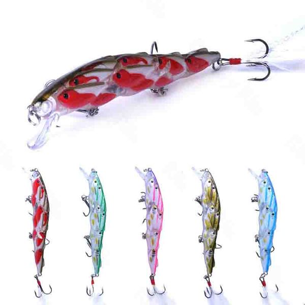 15.7G / 11.5CM Bait Minnows Go Fishing Mino Fake Baits 5 couleurs en plastique avec crochet 8 6ns Y2