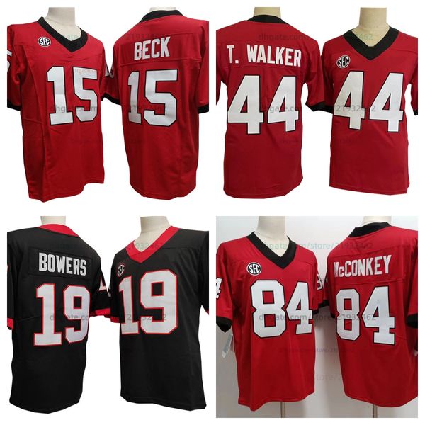 # 15 Carson Beck # 19 Brock Bowers 44 t.walker 84 Ladd McConkey Jersey College Football Jersey hommes tous cousus taille hommes