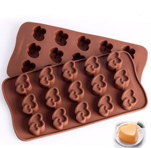 Moldes de gelatina de silicona de doble corazón de 15 cavidades Bandeja de cubitos de hielo con quince agujeros Resistencia al calor Hornear Cocina Moldes de chocolate SN3388