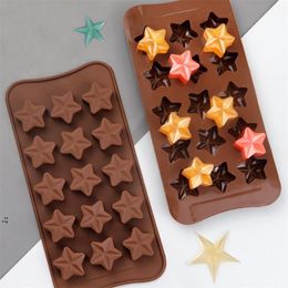 Moule à chocolat en forme d'étoile à 15 cavités, bricolage antiadhésif en Silicone, gelée de chocolat, glaçon, moule en caoutchouc, outils de cuisson GCB16135