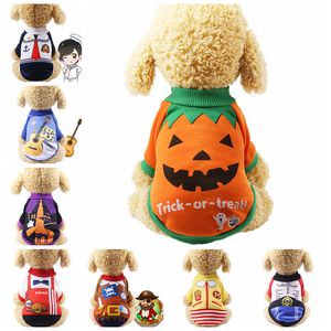 15 couleurs vêtements en molleton Halloween chemise chemise automne hiver chat vêtements coutumes vêtements sublimation animal de compagnie t-shirt drôle pour petits chiens pirates de citrouille A32