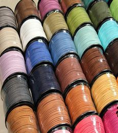 15 colores 95M 3 mm x 15 mm Multicolor Plano de gamuza sintética Collar de cuero de terciopelo coreano Cordón DIY Cuerda Hilo Joyería de encaje Makin6032569