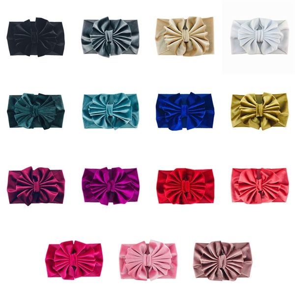 15 Couleurs Bébé Filles Or Velours Arc Bandeaux Enfants Bowknot Princesse Bande De Cheveux Solide Enfants Boutique Cheveux Accessoires M2495 147 Y2