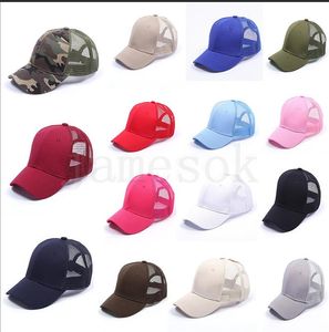 15 couleurs Baseball Hat Ponytail Messy Buns Trucker Pony Caps Plain Baseball Visor Trucker Cap Adult Snapbacks DA229