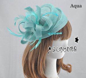 15 couleurs chapeaux de mariée de haute qualité petite fleur chapeaux Sinamay pour femmes livraison gratuite accessoires de cheveux de mariage chapeaux de fête en plumes en gros