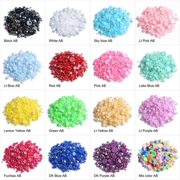 15 colores Mezcla de mezcla ABS Beads de perlas de plástico de aproximadamente 15 g/lote Pearls platales de forma plana para el teléfono Accesorios de bricolaje Envío gratis