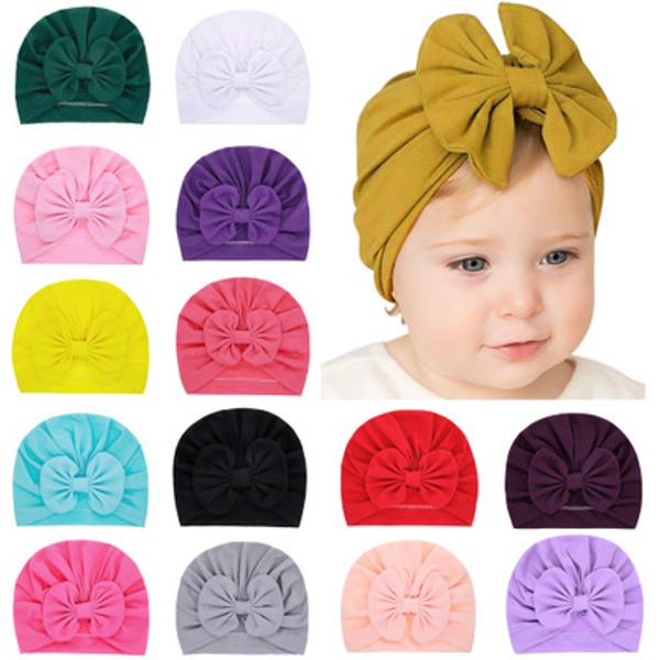 15 couleurs Nouveaux chapeaux de bébé casquettes avec décor de noeud enfants filles accessoires de cheveux Turban Knot Head Wraps Enfants Enfants Hiver Printemps Bonnet