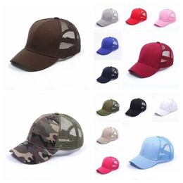 15 kleuren paardenstaart snapbacks rommelige broodjes trucker pony caps gewoon honkbalvisor trucker cap