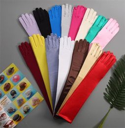 Gants longs en Satin, 15 couleurs, Sexy, pour fête, soie glacée, protection solaire, pour robe de mariée, pour occasions spéciales, 4157715