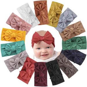 15 kleuren Zachte Brede Baby Streep Hoofdbanden met 4,5 inch Haarstrik Headwraps Tulband voor Meisjes Zuigelingen Pasgeboren Haaraccessoires AA220323