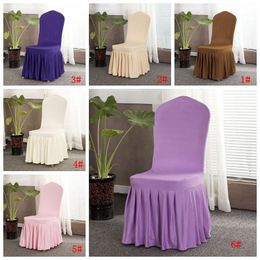 15 couleurs housse de chaise solide avec jupe tout autour du bas de la chaise jupe en élasthanne housse de chaise pour la décoration de fête housses de chaises DBC