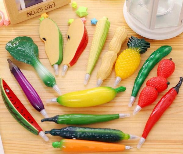 15 bolígrafos destacados, bolígrafo de gel creativo, bolígrafo de dibujos animados, regalo de bolígrafos con forma de frutas y verduras