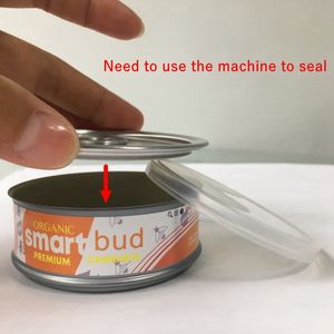 Boîtes de conserve scellées par machine SmartBud de 16 saveurs 3,5 grammes Réservoir de pot de bourgeons intelligents Emballage de fleurs d'herbes sèches avec 15 étiquettes d'autocollants de saveur