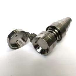 Universal Domeless 6 en 1 Clavos de titanio con tapas de tapa de carburador GR2 TI Bongs de vidrio para uñas Tuberías de agua Dab Rigs Herramientas 10 mm 14 mm 18 mm Junta macho y hembra