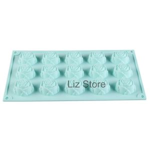 15 Grid Rose Flower Chocolate Cake Moluds Silicone Candy Pudding Ice Cube Mould Handgemaakte Zeep Kaars Mallen Keuken Bakken Tool TH0868