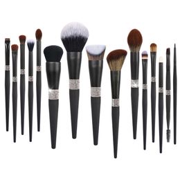 15 pinceaux et outils de maquillage noir mat Dazzling Queen haut de gamme de Biyouyi New Makeup Brush