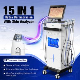 15 In 1 Hydra Machine Hydro Dermabrasion Instrument Skin Cleaning Hydra Microdermabrasion Device Face Skin Care Facial Beauty Equipment for Spa Salon