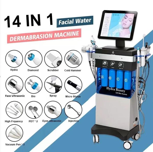 15 IN1 HYDRA MACHINE FACIALE CARE SUR LE SKINE Microdermabrasion RF Face Soulever Diamond Peeling Water Jet Aqua Rébarbantement