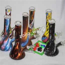 Narguilés 15 pouces verre Bong Jet Perc cire Dab plate-forme pétrolière plates-formes de fumée barboteurs conduites d'eau avec Quartz Banger