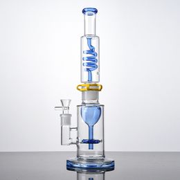 15 pouces de haut Build Bongs Heady Verre Narguilés Épais Verre Pyrex Pipes À Fumer 18mm Joint Bol Coloré Vert Bleu Type Droit Dab Rigs