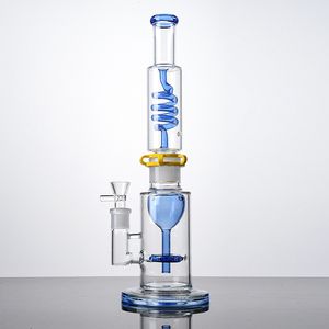 15 pouces de haut Build Bongs Heady Verre Narguilés Épais Verre Pyrex Pipes À Fumer 18mm Joint Bol Coloré Vert Bleu Type Droit Dab Rigs