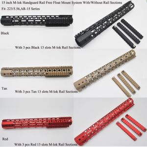 15 '' pouces M-lok GARDEMAIN rail Picatinny système de montage avec / No 3 pcs MLOK Sections rail Noir / Rouge / Couleur Tan