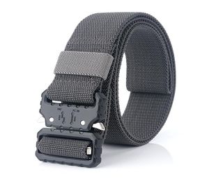 15 pouces haute élastique épaississement en nylon ceinture tactique étudiant élastique Jean ceinture de loisirs avec boucle en métal à dégagement rapide noir5748183