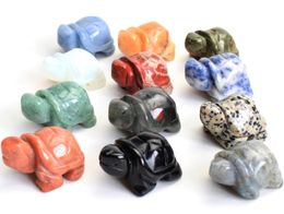 15 pulgadas Pequeño tamaño natural Chakra Obsidian Africa Bloodstone Bloodstone tallado Reiki Tortoise Animal Figurine 1PCS2604488