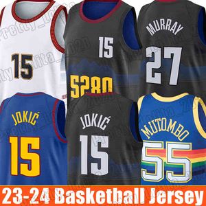 15 Jokic camiseta de baloncesto 27 Nikola Jamal Murray cosido Denvers Nugget Dikembe Mutombo Michael Porter Jr. Carmelo Anthony 55 1 camisetas para hombre