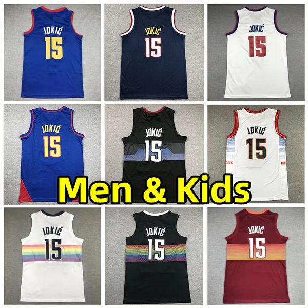 15 Jokic Men Youth Kids City Basketball Jerseys 75th Anniversary Tops Vest Adult Childre