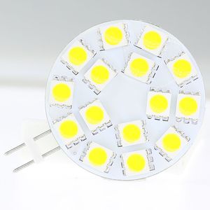 G4 Gloeilamp Rond Board SMD 15LED 5050SMD Wide Volt 12VDC 12VAC 24 VDC 24VAC Rug Pin White Warm White
