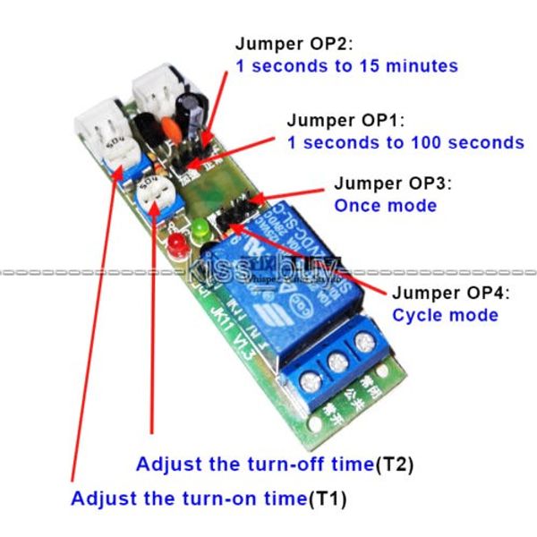 Livraison gratuite 15 minutes ajuster DC 12V Infinite Cycle Delay Timer Timer Relay ON OFF Switch Loop Module
