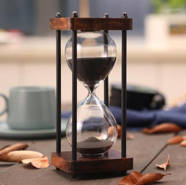 15 minutes de sable de sablier temporisateur pour la cuisine école moderne en bois en bois en verre sable de sable horloge de sable minute