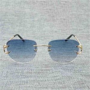 15% de réduction Lunettes de soleil Vintage sans monture fil lunettes femmes pour été luxe lunettes hommes lunettes cadre Oculos De Sol Las GafasKajia nouveau