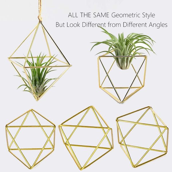 15 packs Air Plant Sleptder Mini Metal Tabletop Himmeli Decor Modern Geometric Geometric Planter Tillandsia Air Fern Display Stand