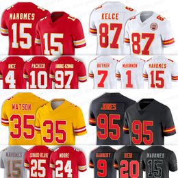 15 Patrick Mahomes Kansases City Football Chiefes Jersey Travis Kelce Nick Bolton Jaylen Watson Isiah Pacheco Felix Anudike-Uzomah Blaine Gabbert Derrick Thomas