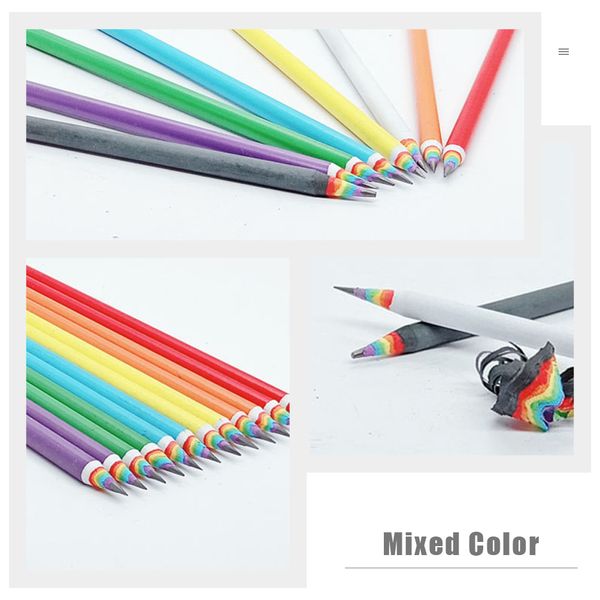 15 pcs enfants crayons arc-en-ciel coloriage stylos ombrage couleur esquisse de papier coloré