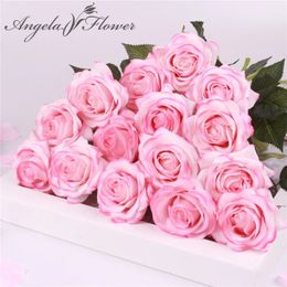 15 PCS / Lot Silk Real Touch Rose Artificiel Gorgeous Flower Wedding Fake Floral for Home Party Christams Decor Valentines Gift 240416
