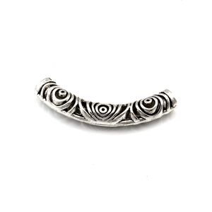 20 unids/lote de cuentas espaciadoras de tubo curvado hueco de plata envejecida de aleación de Zinc para hacer joyas, collares, accesorios DIY