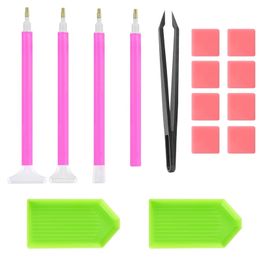 15 stuks Diamant Schilderen Tool Kits Beginner DIY 5D Painting Tools Sets met Lijm Pincet Plastic Lade Naald Pen 4 8BB E1