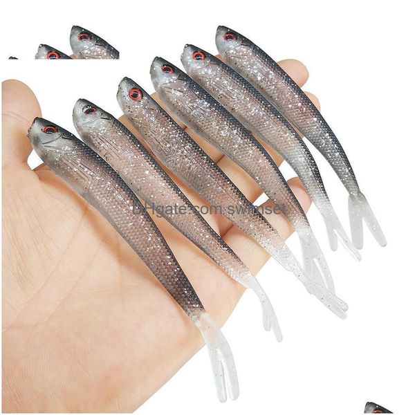 15 pièces Soft Bait Lures Drops Minnow Shad 5 4-1 / 8 3 Artificial Sile Wobblers Swimbait Carp Fishing Lure Drop Livrot Dhvt8