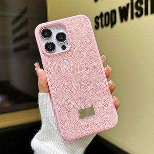 15 Pro iPhone Max Designer Bling Téléphone Bling pour Apple 14 plus 13 12 11 Huawei Mate 60 Righine Diamond Glitter Mobile Couverture arrière Couverture Sparkling Coque Fundas Pink